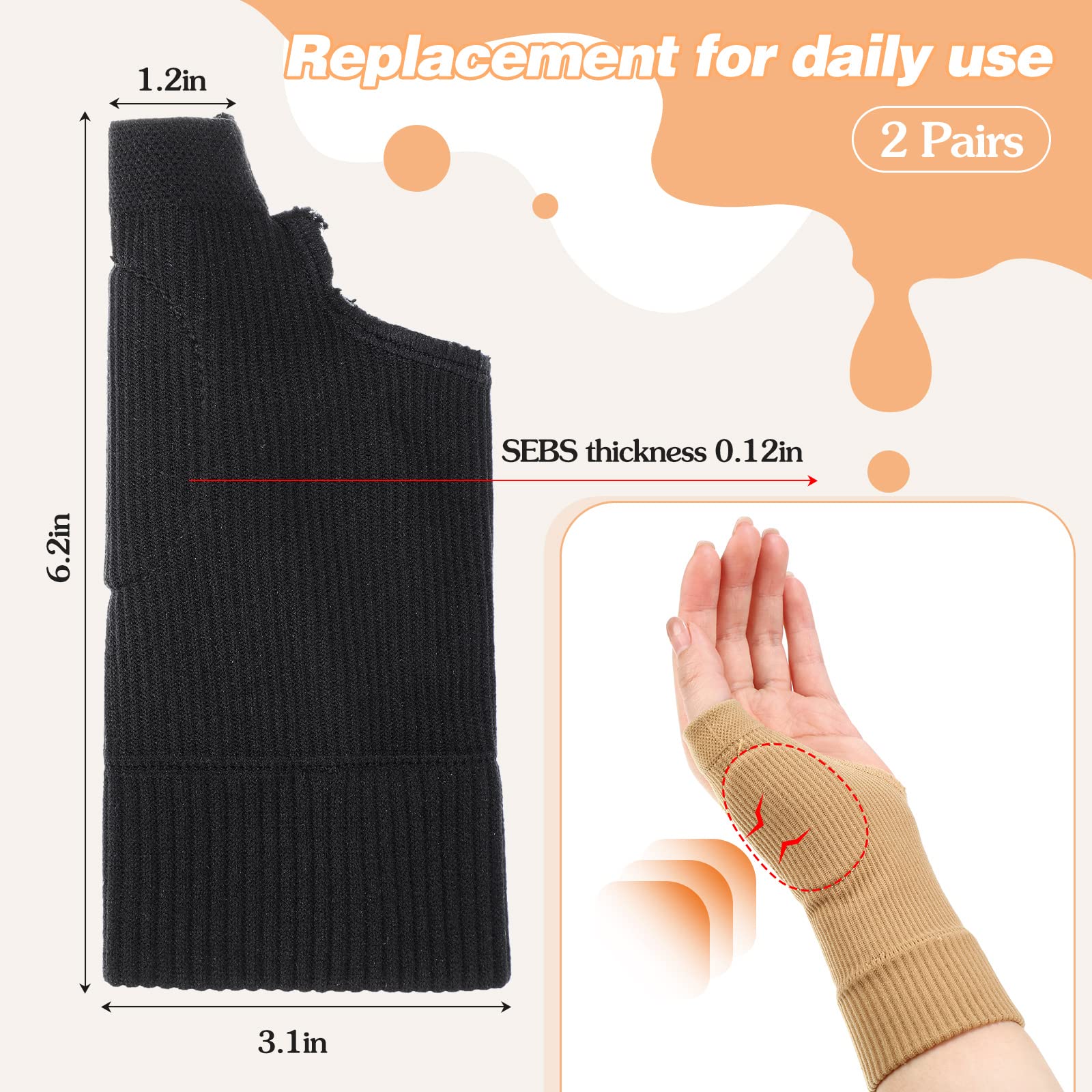 Thumb Compression Arthritis Gloves Breathable Wrist Support Brace Thumb Brace with Gel Thumb Splint Wrist Compression Sleeve Fingerless Glove for Relieve Pain (4 Pieces, Black, Nude, Large)