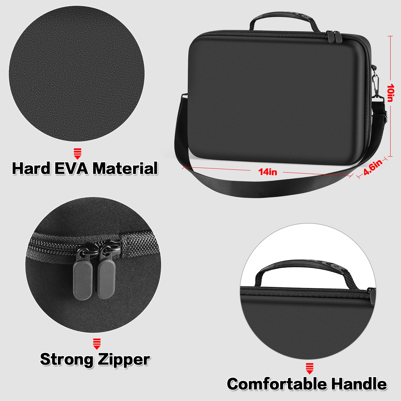 Hard Carrying Case for Meta/for Oculus Quest 2/ Quest 3 All-in-One VR Gaming Headset and Touch Controllers, Travel Storage Bag with Silicone Face Cover & Lens Protector & Accessories - Black