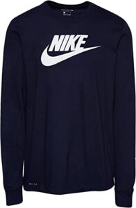 nike sportswear men's long sleeve graphic t shirt (large, college navy/white/white)