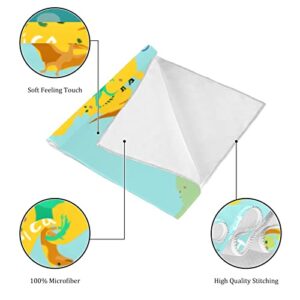 Two Machine-Washable Sports Towels with Front-Printed Microfiber Fabric That are Skin-Friendly and Sweat-absorben Dinosaur World Map Antique