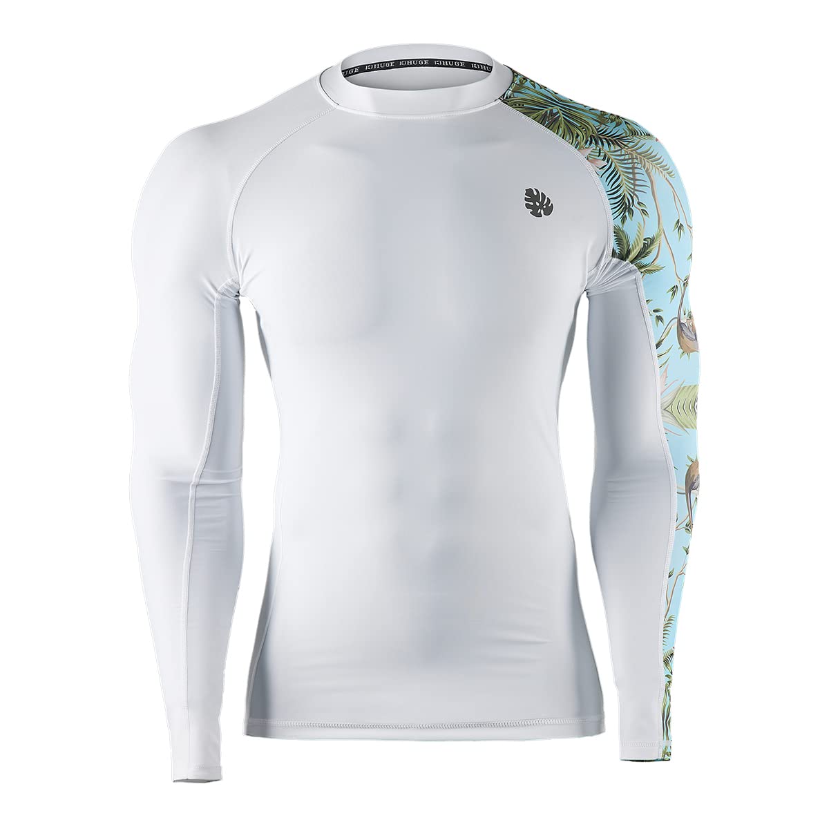 HUGE SPORTS Men's Rash Guard Long Sleeves UPF 50+ UV Sun Protection Quick Drying Splice Compression Swim Shirts