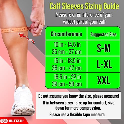 BLITZU 3 Pairs Calf Compression Sleeves for Women and Men Size L-XL, One Blue, One Pink, One Purple Calf Sleeve, Leg Compression Sleeve for Calf Pain and Shin Splints. Footless Compression Socks.