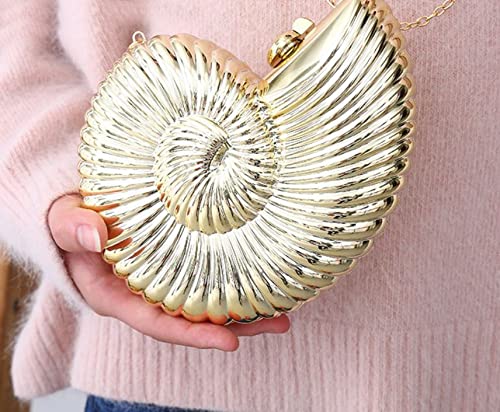 TOKYO-T Gold Evening Purses and Clutches for Women Seashell Crossbody Shiny Bag Chain