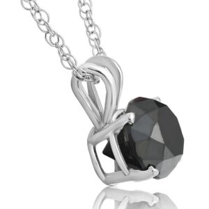 Pompeii3 14k White or Yellow Gold 2 Ct Round-Cut Black Diamond Solitaire Pendant Women's Necklace 4-Prong Set 18" 14k Chain