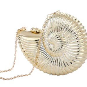 TOKYO-T Gold Evening Purses and Clutches for Women Seashell Crossbody Shiny Bag Chain