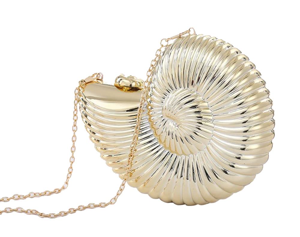 TOKYO-T Gold Evening Purses and Clutches for Women Seashell Crossbody Shiny Bag Chain