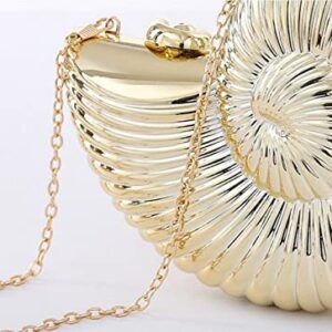 TOKYO-T Gold Evening Purses and Clutches for Women Seashell Crossbody Shiny Bag Chain