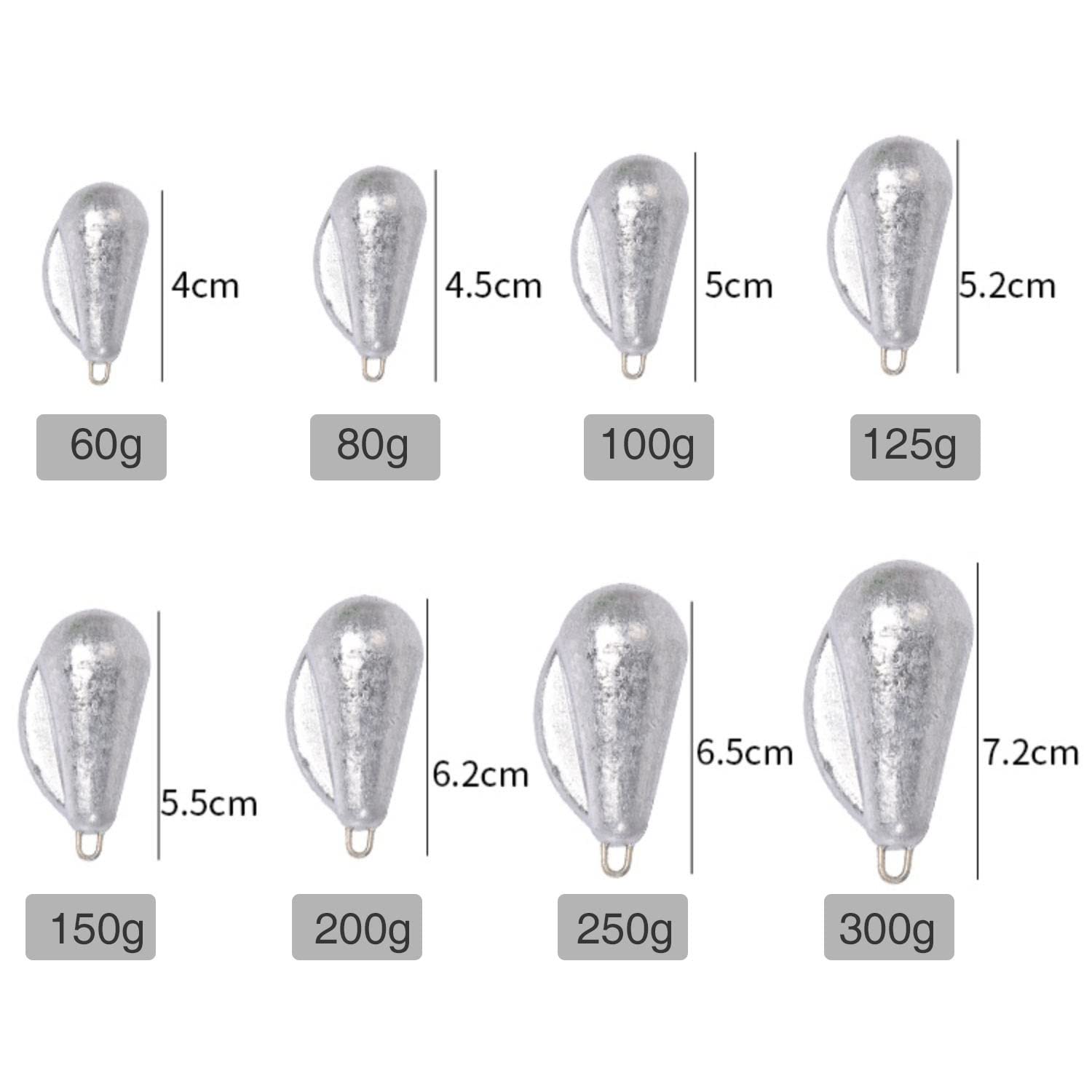 LINFFSTR 5Pcs Fishing Lead Sinkers with Fin Sea Fishing Weights with Weight Scale Fishing Drop Sinkers Carp Fishing Tackle Fish Casting Tool 60g 80g 100g 120g 150g 200g 250g 300g (Size : 300g)