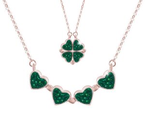 yanchun valentines heart necklace for womenfriend heart clover necklace for women lucky 2 in 1 four leaf clover necklace valentines day gifts for her