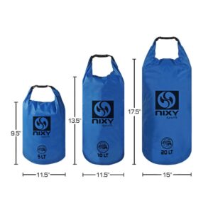 NIXY Waterproof Dry Bag Dry Sack Ultralight 5L/10L/20L, Keep Gear Dry for Paddle boarding, Kayaking, Backpacking, Camping, Boating, Swimming, Outdoors-Roll Top Ripstop Nylon (Blue, 20L)