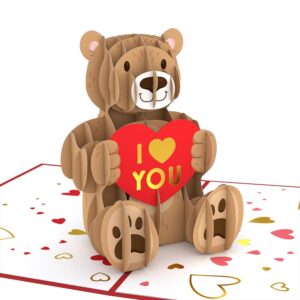 lovepop valentine’s day love bear pop up card, 5” x 7” - 3d valentine greeting cards, pop up cards, romantic card, love cards for her, anniversary card, cards for kids