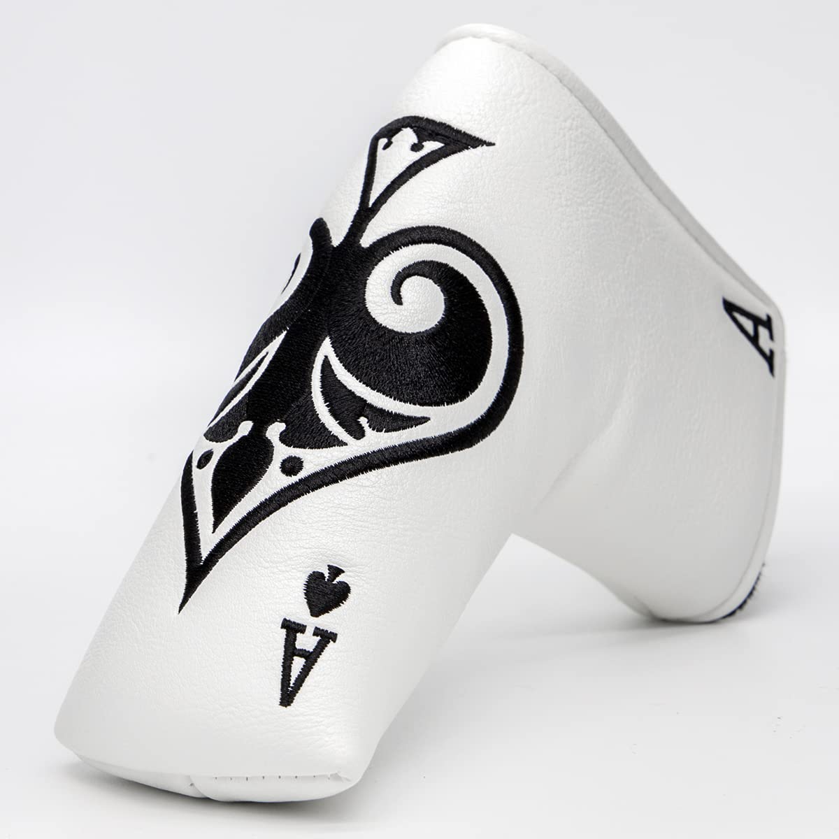 Barudan Golf Custom Putter Covers - Poker Ace Blade Putter Cover Magnetic Putter Headcover Head Cover for Blade Putters -White PU Leather Putter Head Cover for Men fits Scotty Cameron Ping Putters