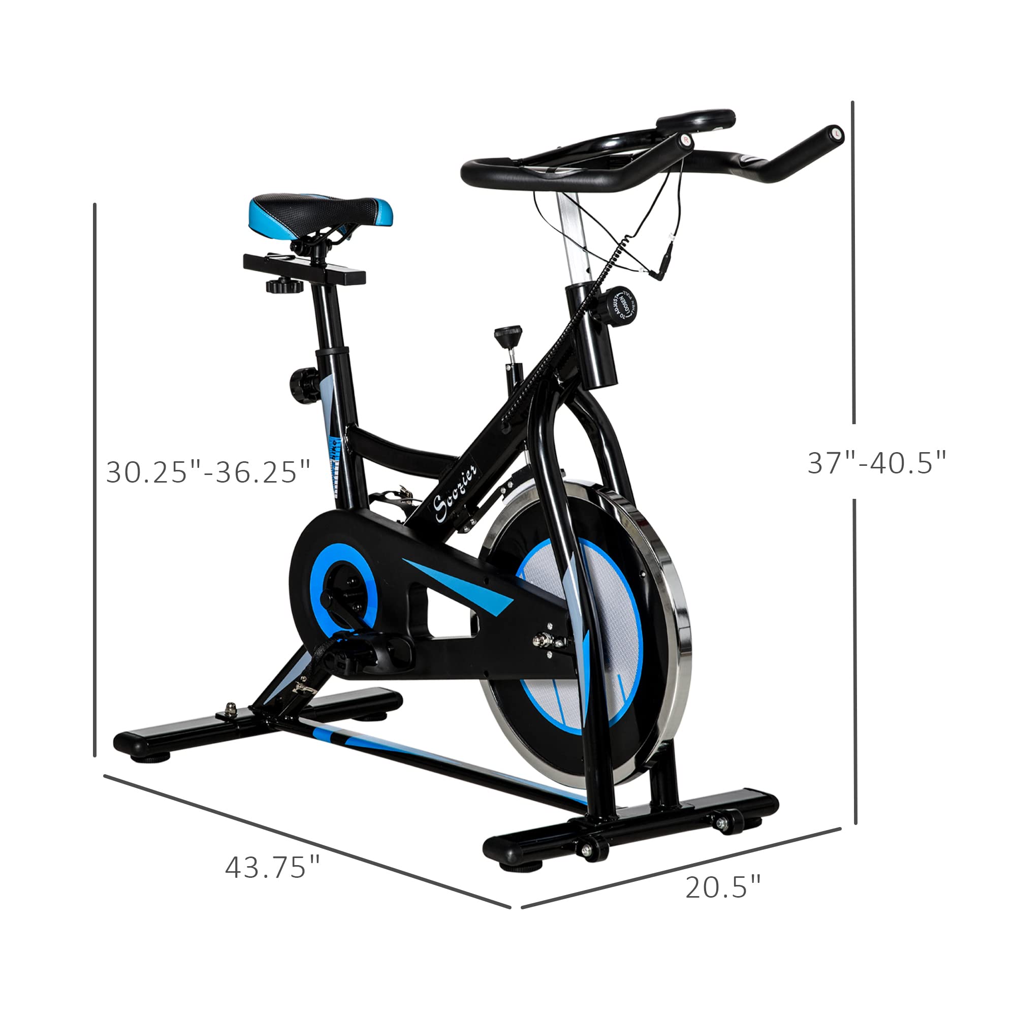 Soozier Exercise Bike, Stationary Bike for Home, Indoor Cycling Bike, Adjustable Workout Bike with Comfortable Seat Cushion and LCD Monitor