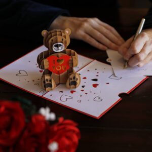 Lovepop Valentine’s Day Love Bear Pop Up Card, 5” x 7” - 3D Valentine Greeting Cards, Pop Up Cards, Romantic Card, Love Cards for Her, Anniversary Card, Cards for Kids