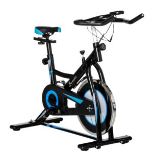 Soozier Exercise Bike, Stationary Bike for Home, Indoor Cycling Bike, Adjustable Workout Bike with Comfortable Seat Cushion and LCD Monitor