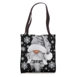 cool grey santa gnomie for gothic and emo with winter gnome tote bag