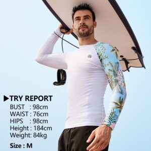 HUGE SPORTS Men's Rash Guard Long Sleeves UPF 50+ UV Sun Protection Quick Drying Splice Compression Swim Shirts