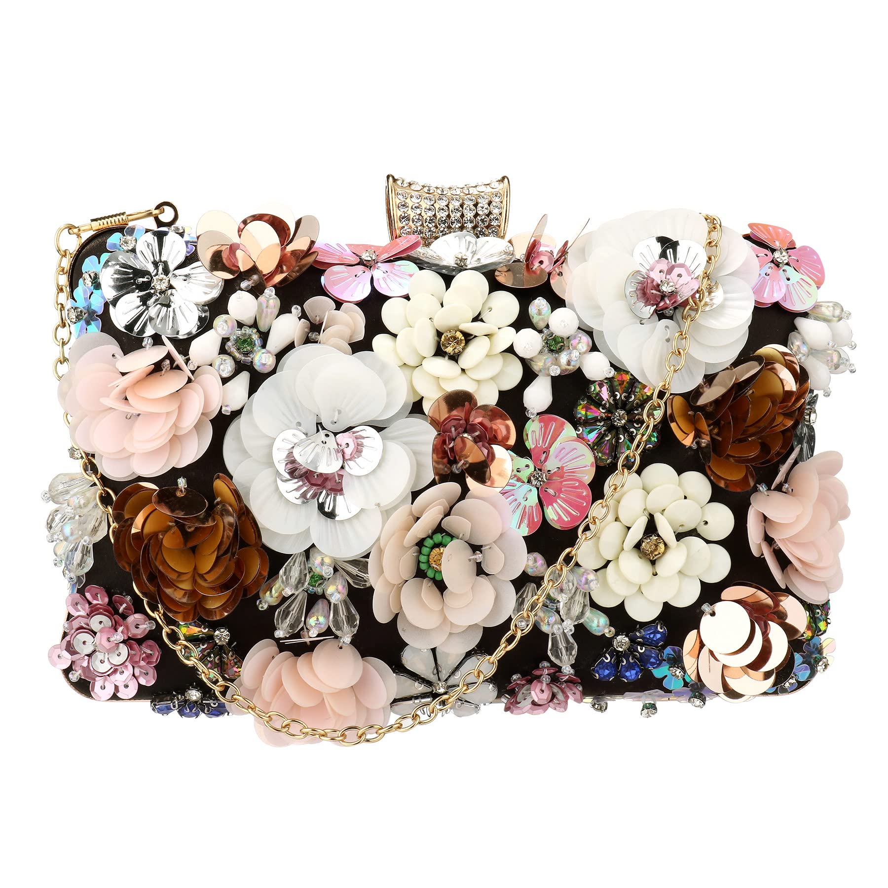 Rkrouco Women's Floral Evening Clutch Bag - Colorful Flower Handbag with Metal Rhinestones……