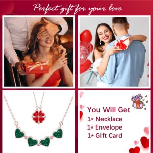 YANCHUN Valentines Heart Necklace for Womenfriend Heart Clover Necklace for Women Lucky 2 in 1 Four Leaf Clover Necklace Valentines Day Gifts for Her