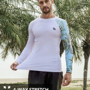 HUGE SPORTS Men's Rash Guard Long Sleeves UPF 50+ UV Sun Protection Quick Drying Splice Compression Swim Shirts