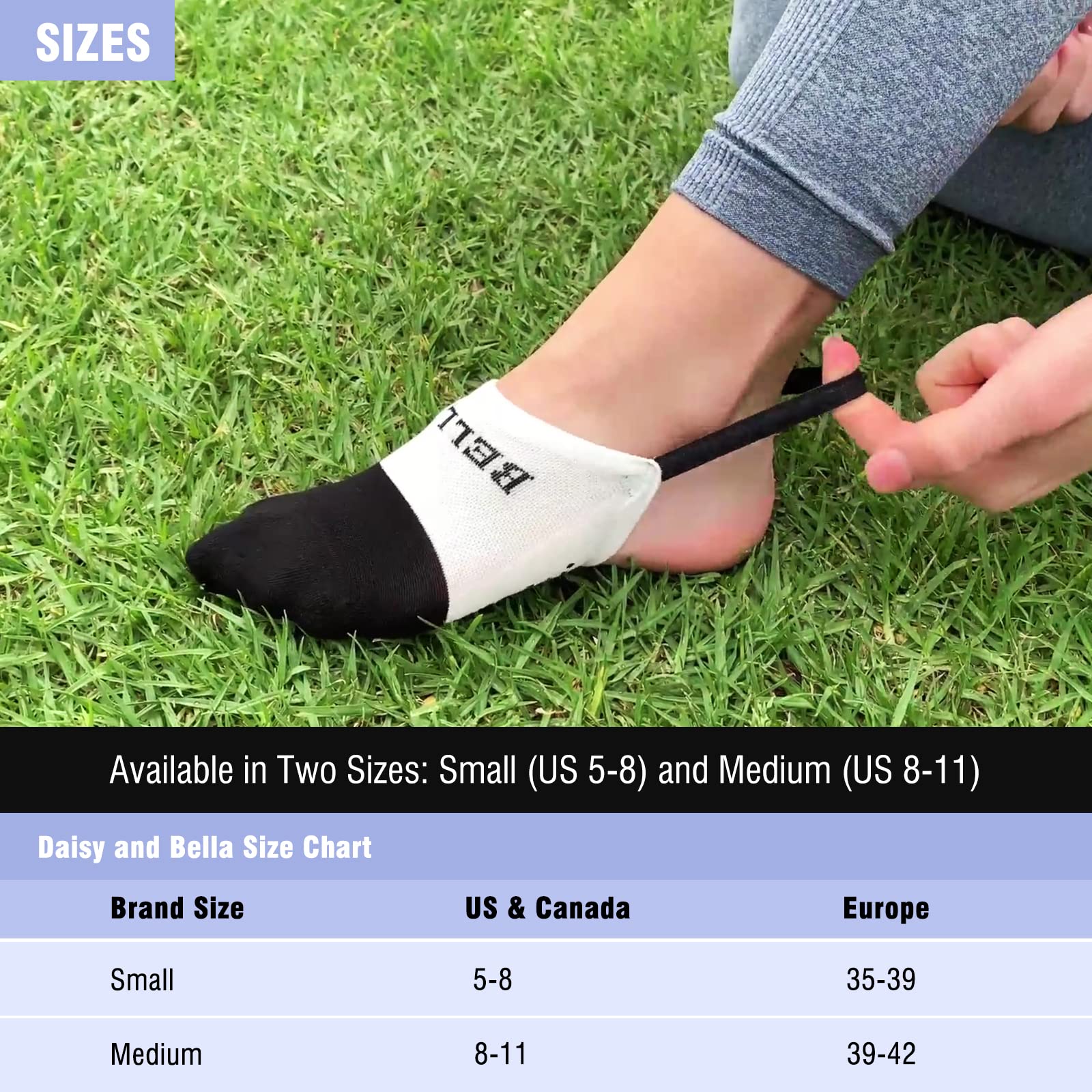 igozen nanosase Slingback Yoga Socks, Pilates Fitness Half Socks, Non-Slip Breathable Daisy and Bella Footwear for Women. (Medium, 4 Pairs - Black White)