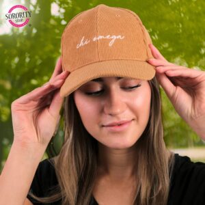 Sorority Shop Alpha Phi Baseball Cap - Embroidered Logo, Soft 11-Wale Corduroy Maroon