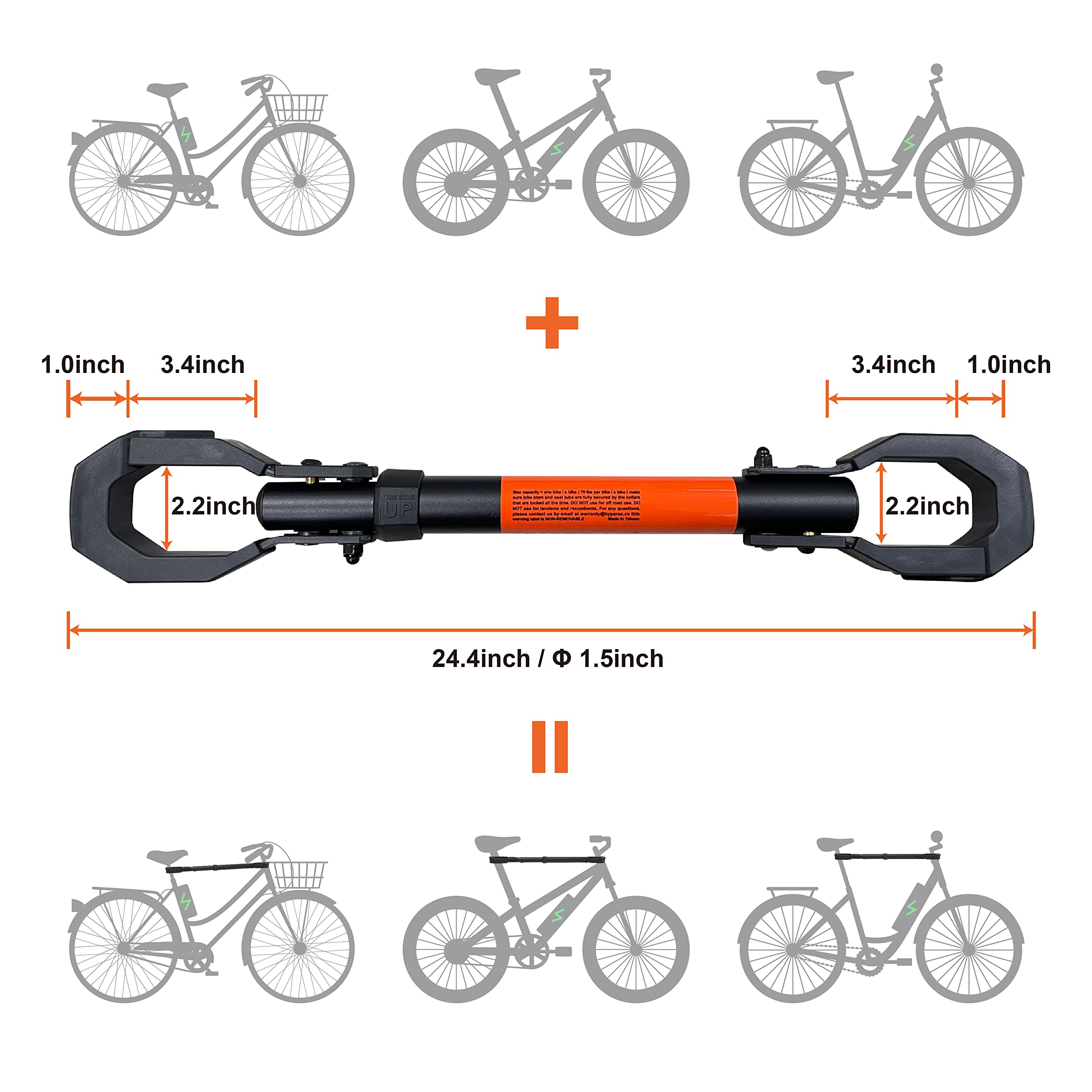 HYPERAX Special Combo - Volt 2 with E-Bike Adapter - Platform Bike Rack for Car, SUV, Trucks, Sedan - 2" Hitch Fits Up to 2 X 70 lbs Bike with Up to 5" Fat Tires - NO RV USE!