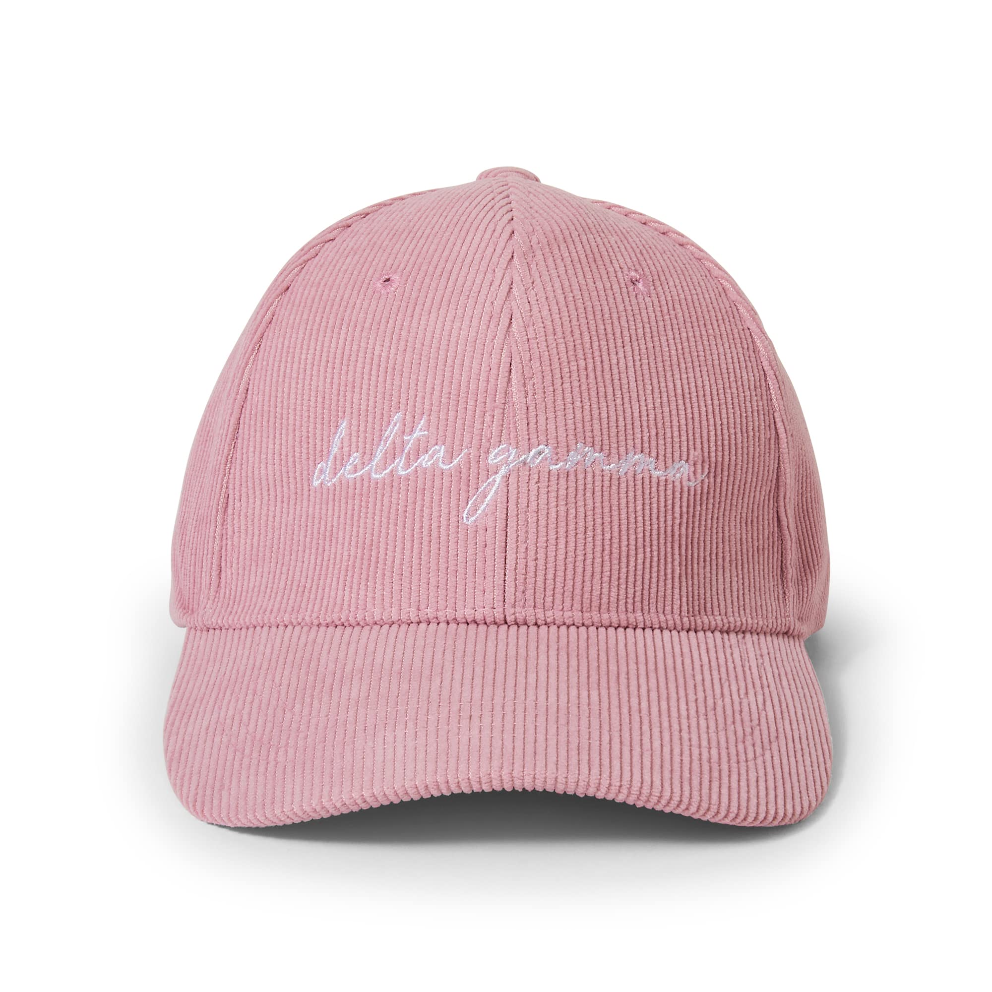 Sorority Shop Delta Gamma Baseball Cap - Embroidered Logo, Soft Corduroy Pink