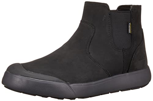 KEEN Women's Elena Pull On Waterproof Chelsea Boot, Triple Black/Black, 7.5