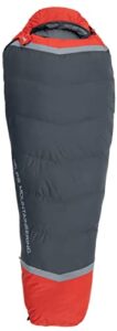 alps mountaineering zenith 0° mummy sleeping bag, regular - charcoal/red - new