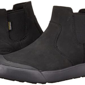 KEEN Women's Elena Pull On Waterproof Chelsea Boot, Triple Black/Black, 7.5