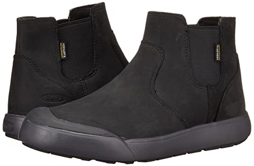 KEEN Women's Elena Pull On Waterproof Chelsea Boot, Triple Black/Black, 7.5