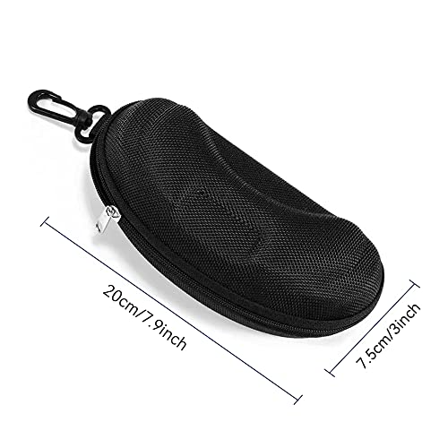 Yamrots 2 Pcs Zipper Hard Sunglasses Cases Portable Travel Eyeglasses Cases with Plastic Hook (Black)