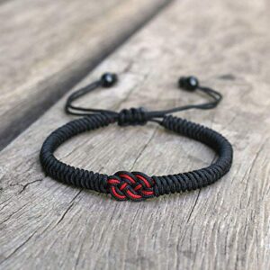 RINHOO Red Black Mix White Infinity Love Multicolor Lucky Bracelet for Men Women Tibetan Lucky Amulet Knot Bracelet Woven Thread String for Friend and Couple Peace and Protection (2PCS Black+Red)