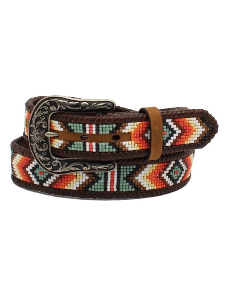 Nocona Women's Southwestern Beaded Western Belt Tan Medium