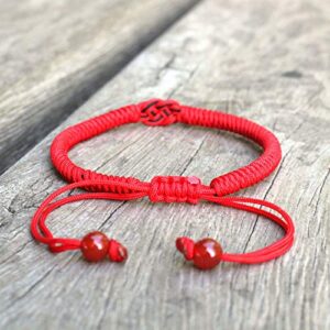 RINHOO Red Black Mix White Infinity Love Multicolor Lucky Bracelet for Men Women Tibetan Lucky Amulet Knot Bracelet Woven Thread String for Friend and Couple Peace and Protection (2PCS Black+Red)