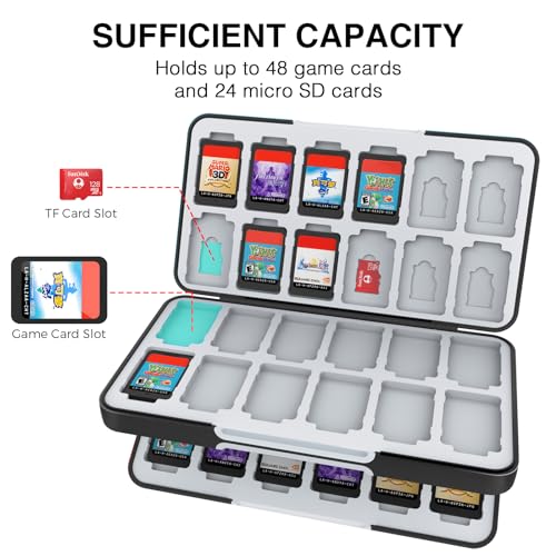 HEIYING Game Card Case for Nintendo Switch&Switch OLED,Customized Pattern Switch Lite Game Card Case with 48 Game Card Slots and 24 Micro SD Card Slots