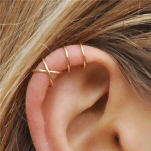 Cz Cuff Earrings Non-Piercing for Women Various Styles,12 Pairs Ear Clip 6 Styles Cartilage Clip On Earrings Set Fake Cartilage Earring Helix Jewelry (2 piece suit)