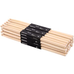 suwimut 12 pairs drumsticks, classic maple 5b oval wood tip drum sticks for adults kids and beginners, musical instrument percussion accessories