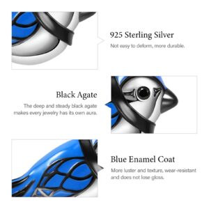 GNOCE Animal Pendant Charms 925 Sterling Silver Dangle Bead for Charm Bracelet/Necklace Jewelry Gift For Women Wife (Blue Jay)