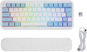 kolmax 60% wireless gaming keyboard,ultra-compact 2.4g rechargeable rgb gaming keyboard,with detachable wrist rest backlit ergonomic 63 keys keyboard for windows mac pc xbox ps4 gamers(whiteblue)…