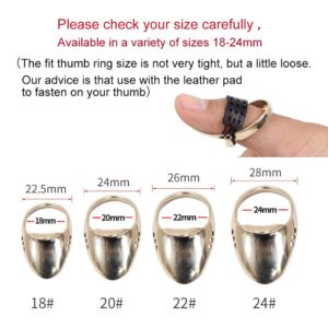 SOPOGER Archery Thumb Ring Handmade Brass Thumb Draw Release Finger Tab Bow Finger Guard Traditional Recurve Bow Hunting Finger Protector Shooting Ring Safety Accessories (20#)