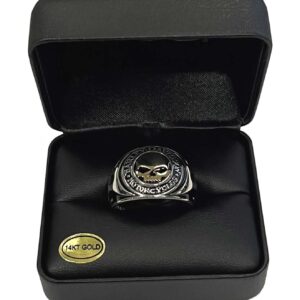 Harley-Davidson Men's Ring, Flames Willie G Skull 14kt Gold Inlay HMR0019 (12)