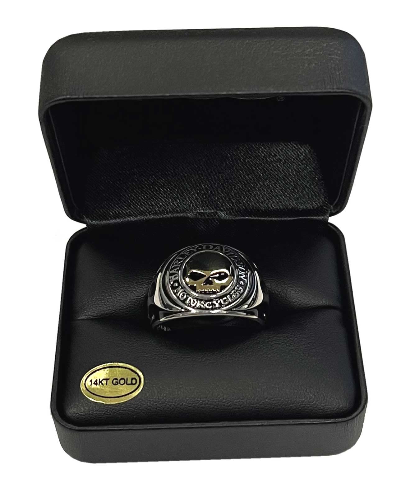 Harley-Davidson Men's Ring, Flames Willie G Skull 14kt Gold Inlay HMR0019 (12)