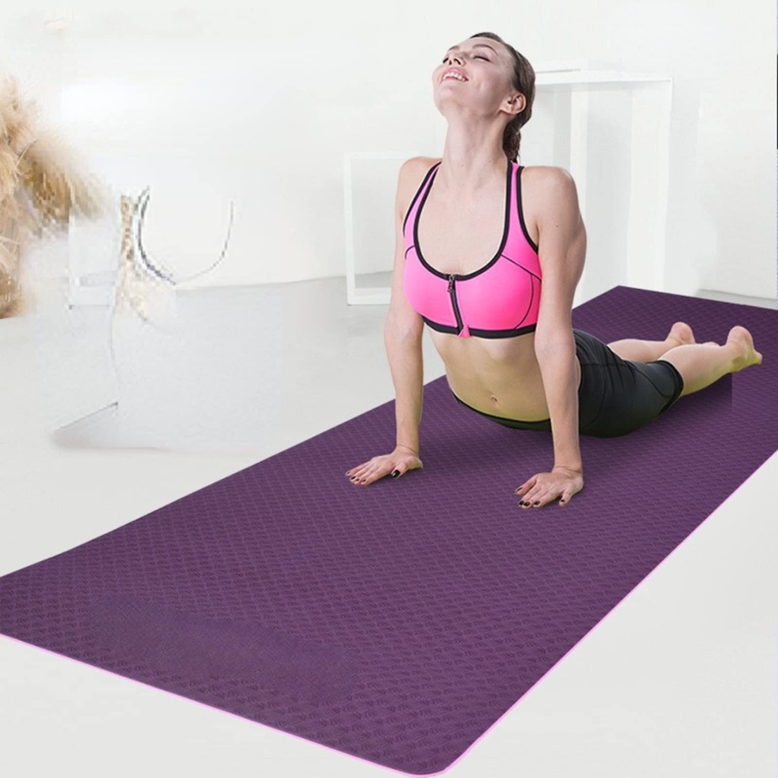 NA Yoga Mat 80cm Widened, Lengthened and Thickened Two-Color Yoga Fitness Non-Slip Home