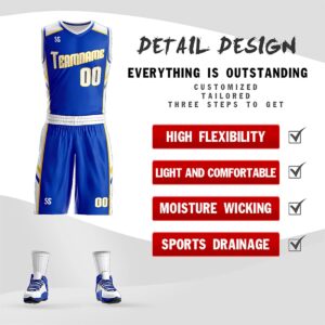 BaiLiLai Personalize Your Own Reversible Basketball Jersey Uniform Custom Name and Number for Men/Women/Youth, Blue &White