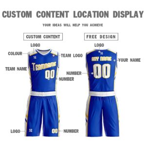 BaiLiLai Personalize Your Own Reversible Basketball Jersey Uniform Custom Name and Number for Men/Women/Youth, Blue &White