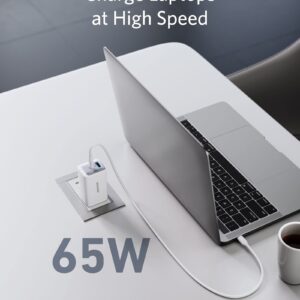 Anker USB C 65W, 725 , Ultra-Compact Dual-Port Foldable Travel Wall Charger for MacBook Pro/Air, iPad Pro, Galaxy S21/S10, Dell XPS 13, Note 20/10+, iPhone 13/Pro, Pixel, and More