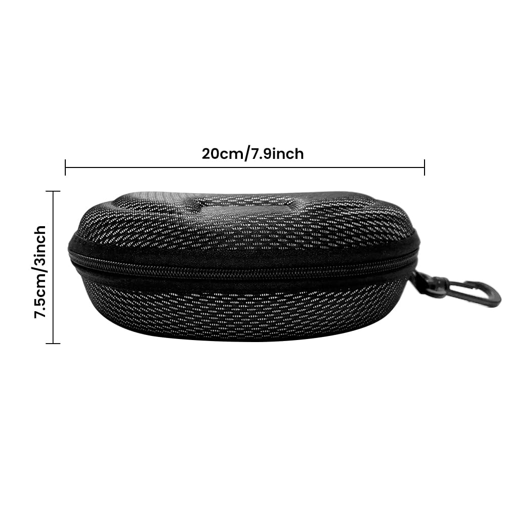 Yamrots 2 Pcs Zipper Hard Sunglasses Cases Portable Travel Eyeglasses Cases with Plastic Hook (Black White)