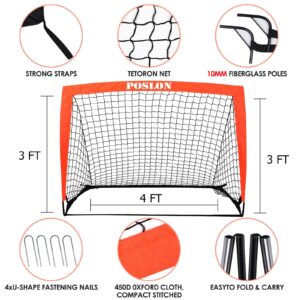 Poslon Soccer Goal Kids Soccer Net Set Carry Bag for Games and Training for Backyard for Kids and Teens